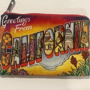 Brighton Greetings from California postcard canvas zippered pouch